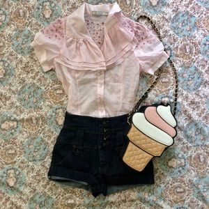 ModCloth Pink Embroidered Blouse